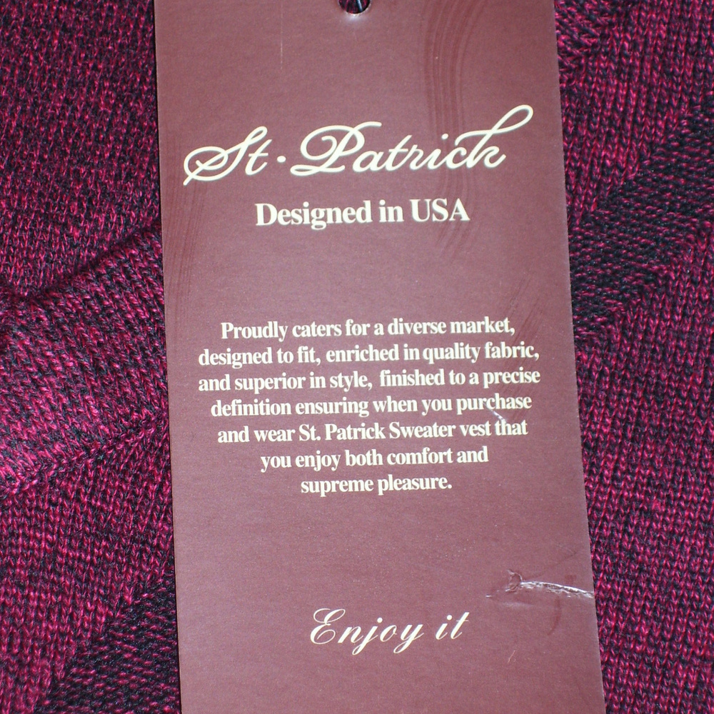 Mens V Neck Wine Red Argyle Sweater Vest 5XL XXXXX - Picture 5 of 8